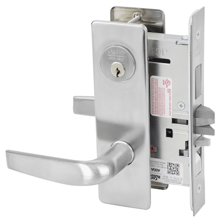 Apartment Or Dormitory Mortise Lock, CS Lever, M Escutcheon, Satin Chrome